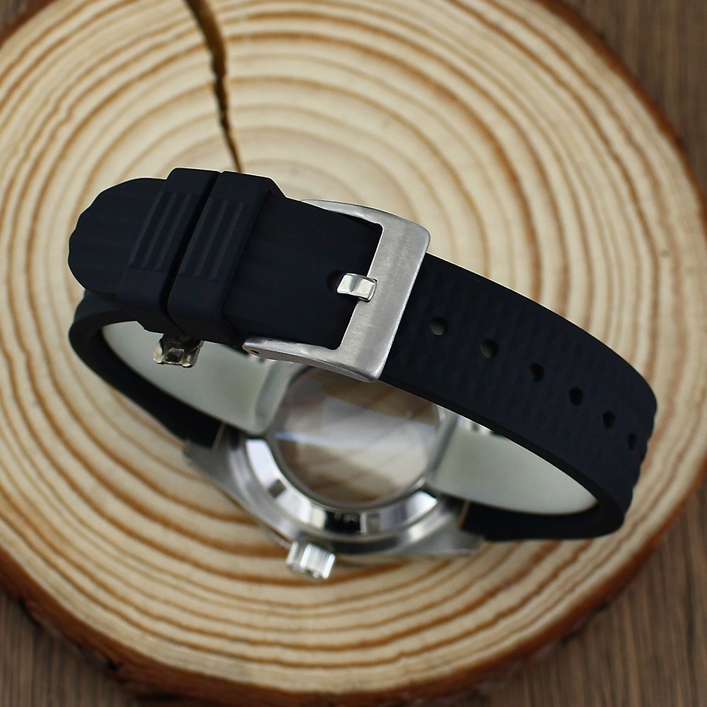 40mm Steel Watch Case Black Strap Modify 62MAS Mod 10ATM For Seiko NH35 NH36 38