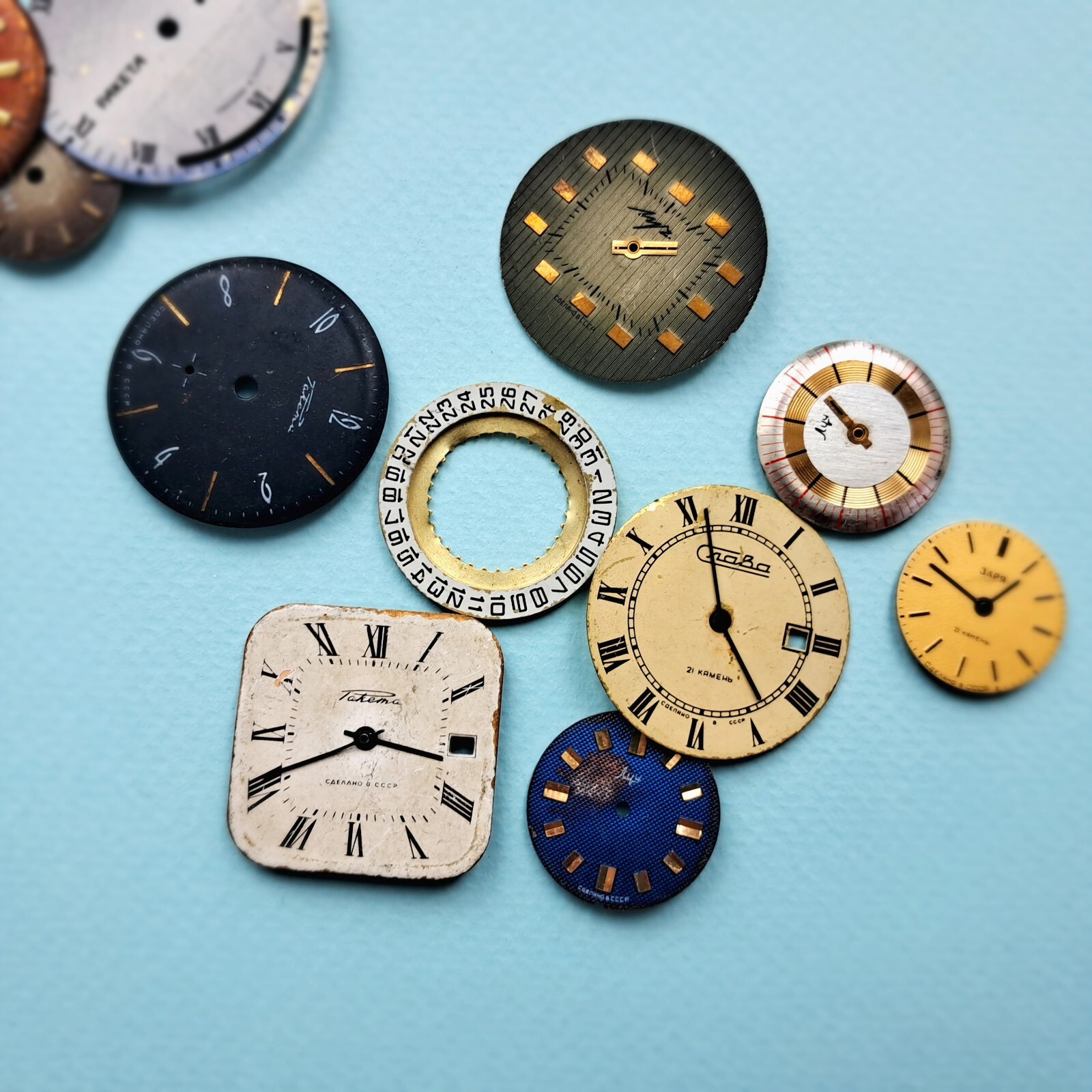 Vintage Watch Dials Lot 150g – Steampunk Art Supplies – Antique Faces for watch