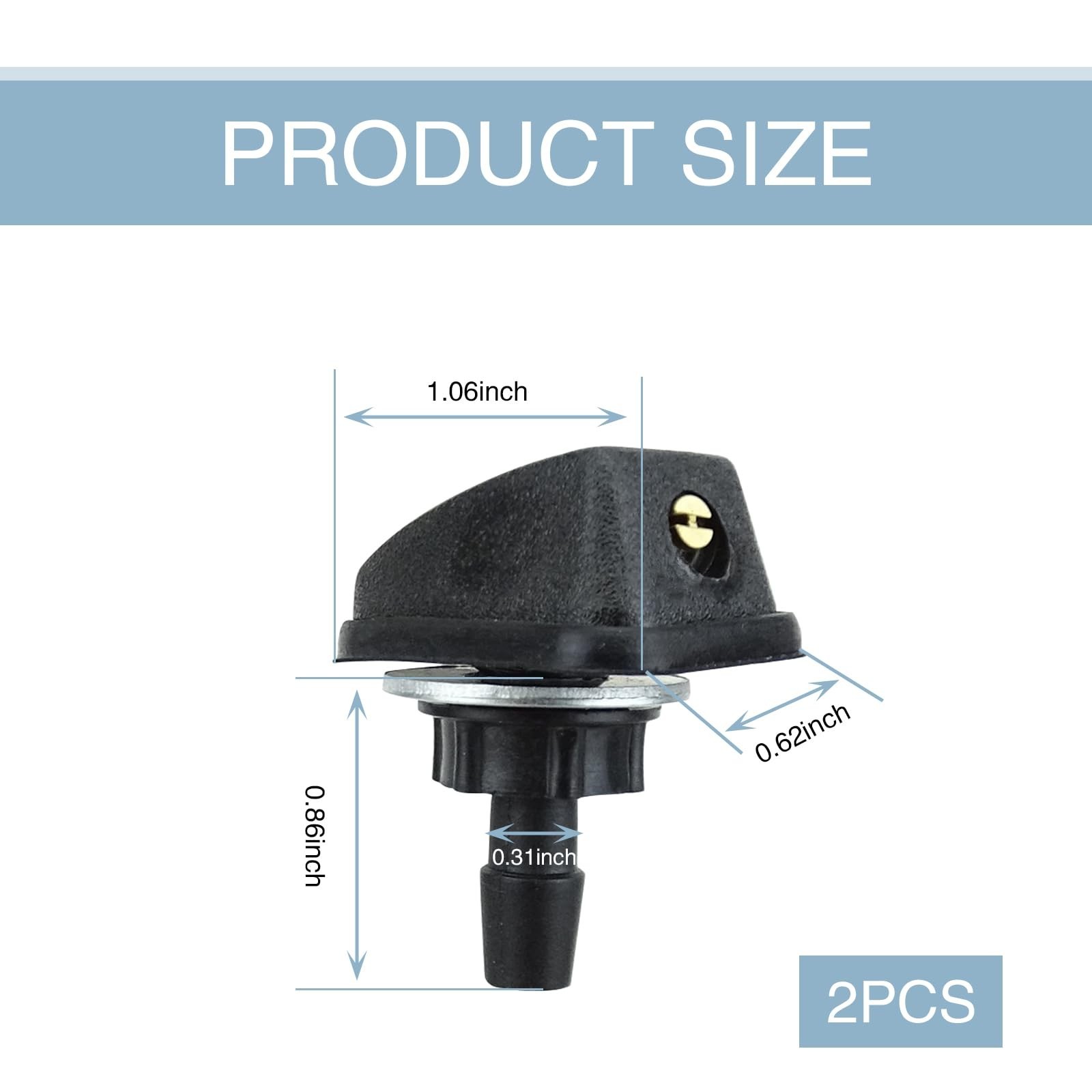 2 PCS Car Front Windshield Washer Nozzle Kit, 1.06In x 0.62In x 0.86In Adjust…