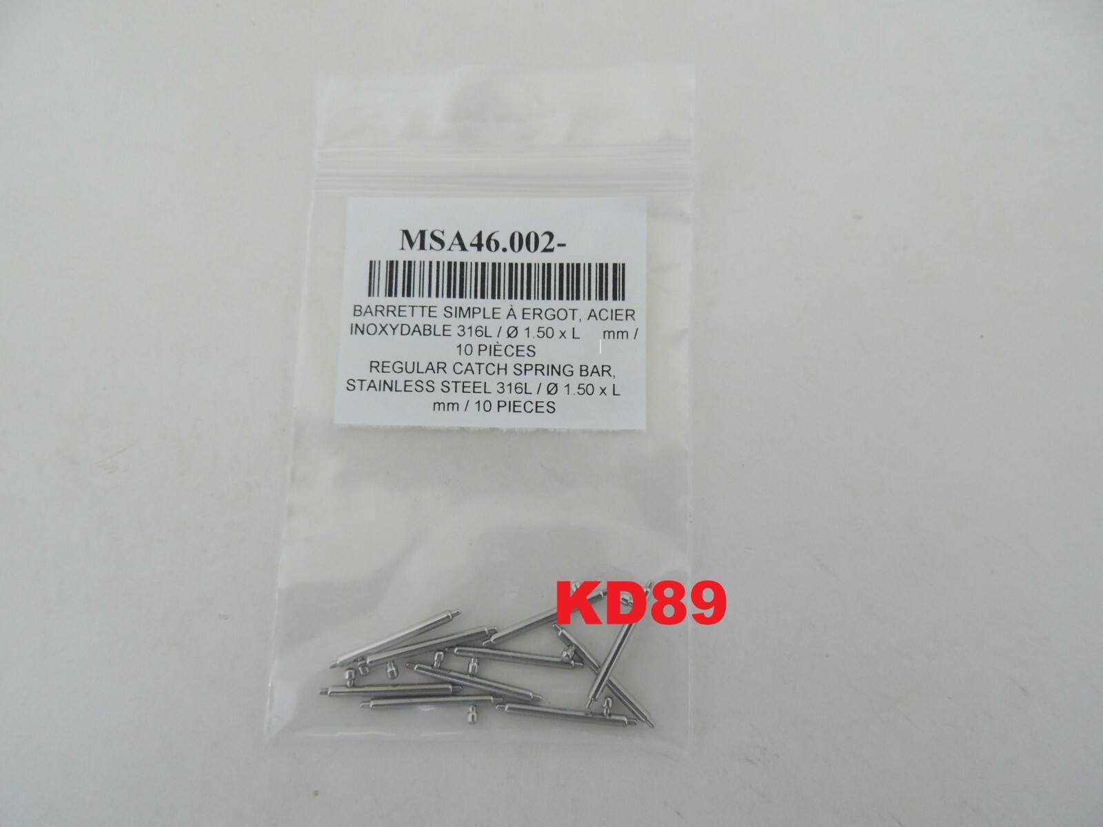 REGULAR CATCH SPRING BAR, STAINLESS STEEL 316L / Ø 1.50 X 10 PIECES