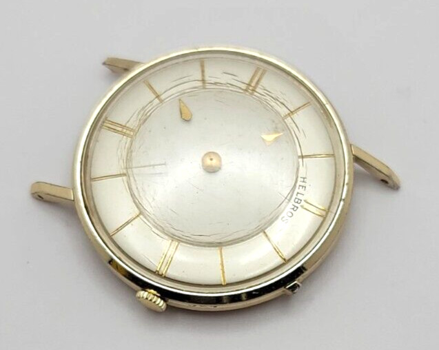 Helbros Mistery Dial watch for parts Only AS IS 35mm case working movement