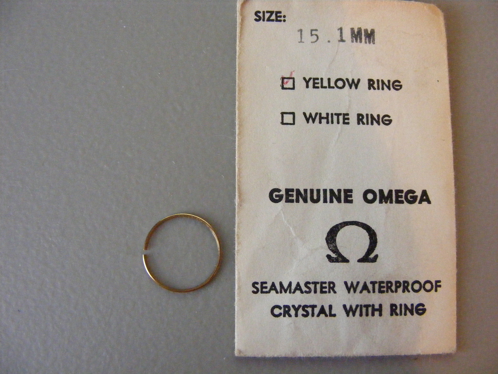Vintage Omega Seamaster 15.1 Yellow Crystal Ring Only NOS