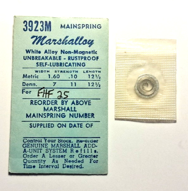 FHF FONT 25 25-3 251 252 MAINSPRING ALLOY watch part #3923M *SEE FIT LIST