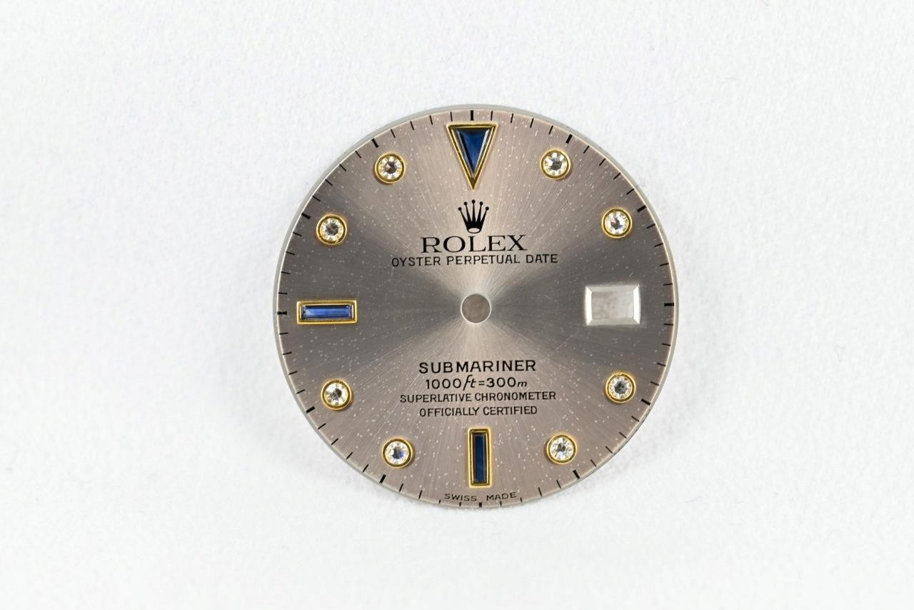Genuine Rolex Serti Submariner Silver Dial – Diamonds & Sapphires 16803 16613