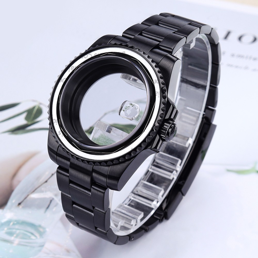 PVD Oyster 40mm SUB Watch Case Bracelet Luminous Bezel For Seiko NH35 36 ETA2824