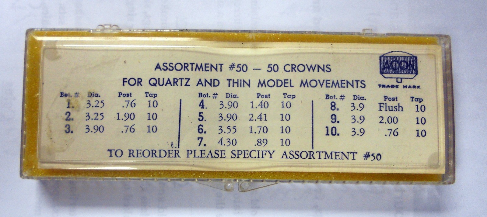 Vintage Watch Crowns,NOS, Still in Tubes. 36 Crowns total. Mixed Yellow & White