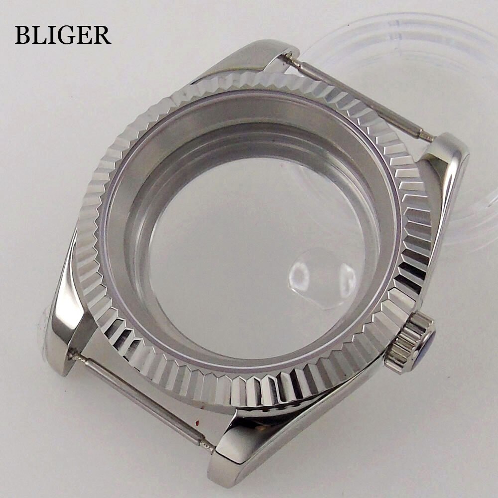 BLIGER 36MM 39MM Rose Gold Silver Watch Case Fluted Bezel fit NH35A NH36A PT5000