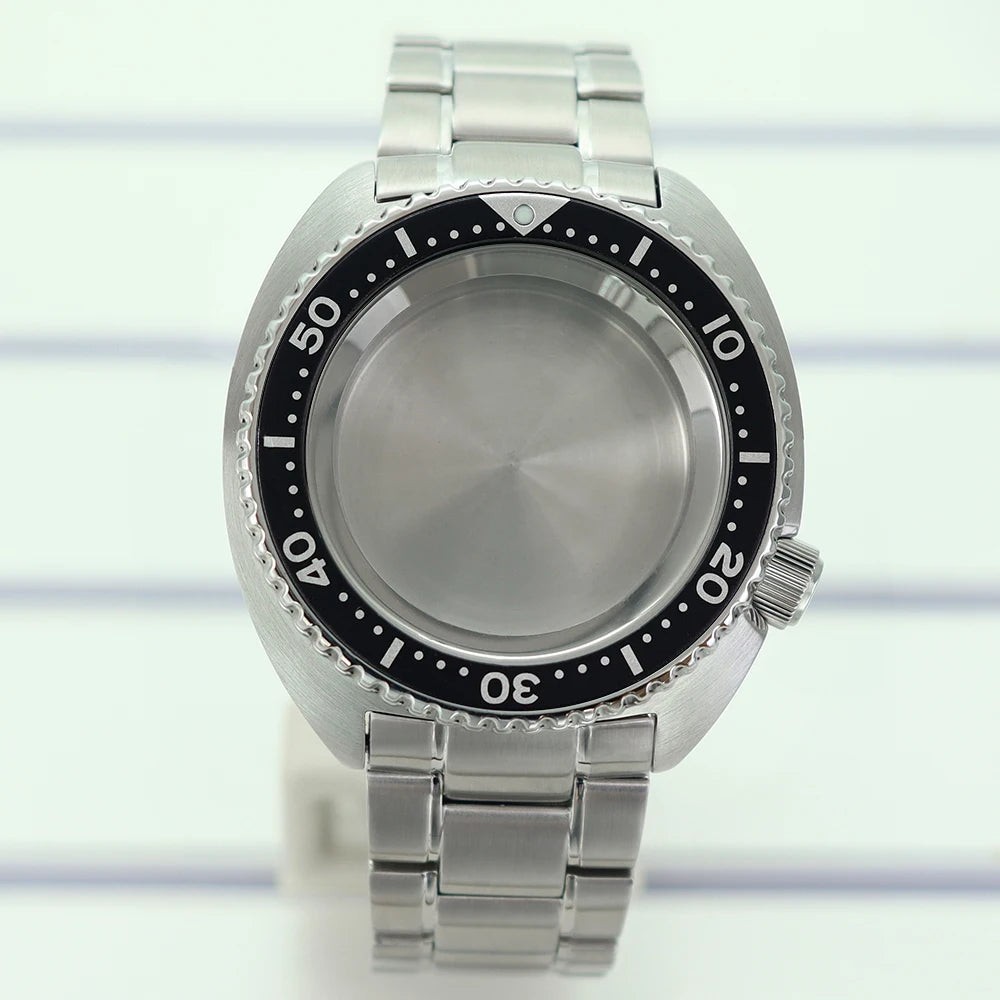 45mm Steel Watch Case Sapphire Glass For Mod skx big Abalone NH35 NH36 NH38