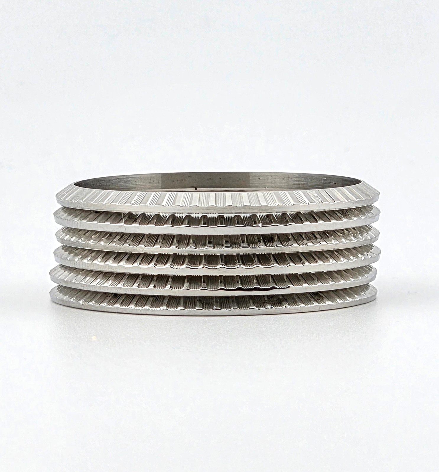 ROLEX DATEJUST ENGINE TURN STEEL BEZEL FOR 16030 1603 GENUINE