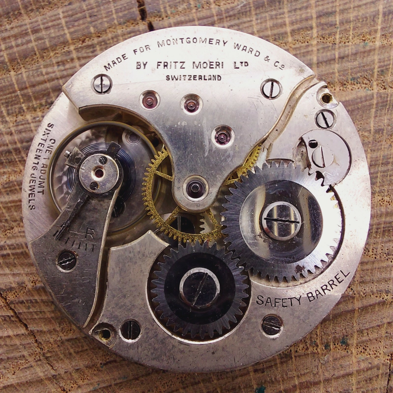 Antique Pocket Watch Movement Michele made for Montgomery Ward 16j Opencase
