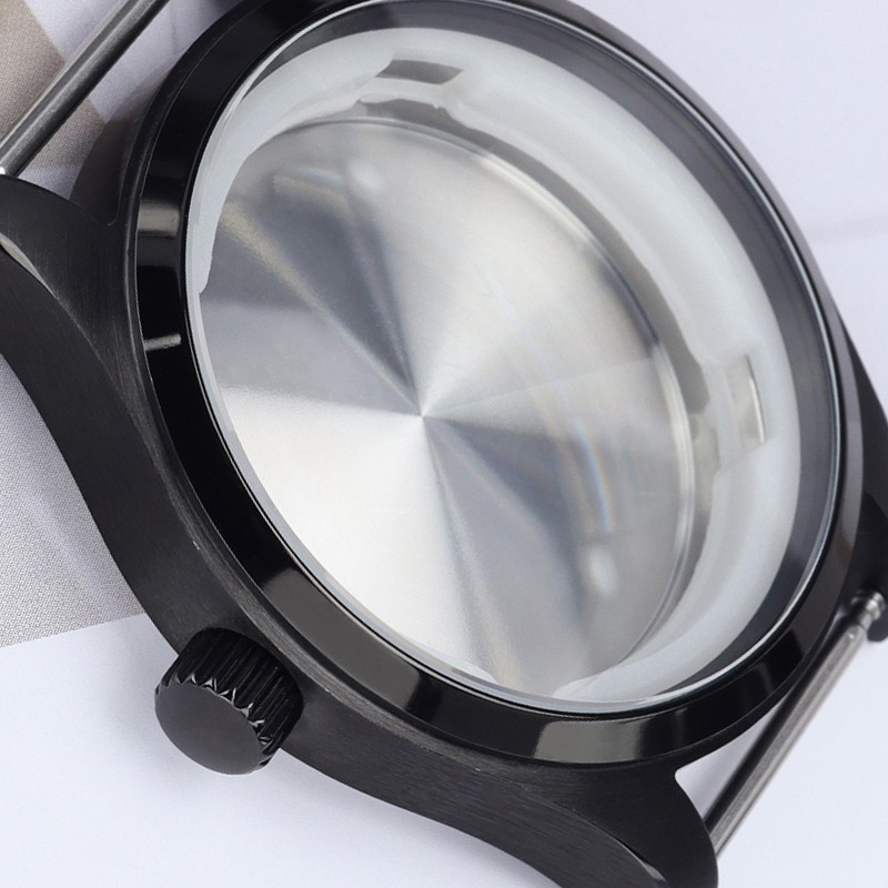 FEIYASHI 40mm Brushed Aviator Watch Case PVD Black Steel For Seiko NH35 Movement