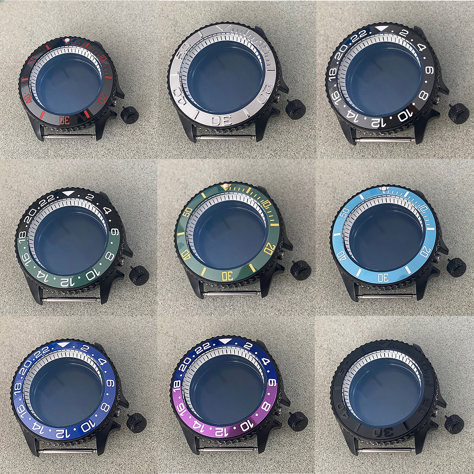 41.5MM 3.8 Position White Inner Shadow PVD Black Watch Case For NH35 Movement