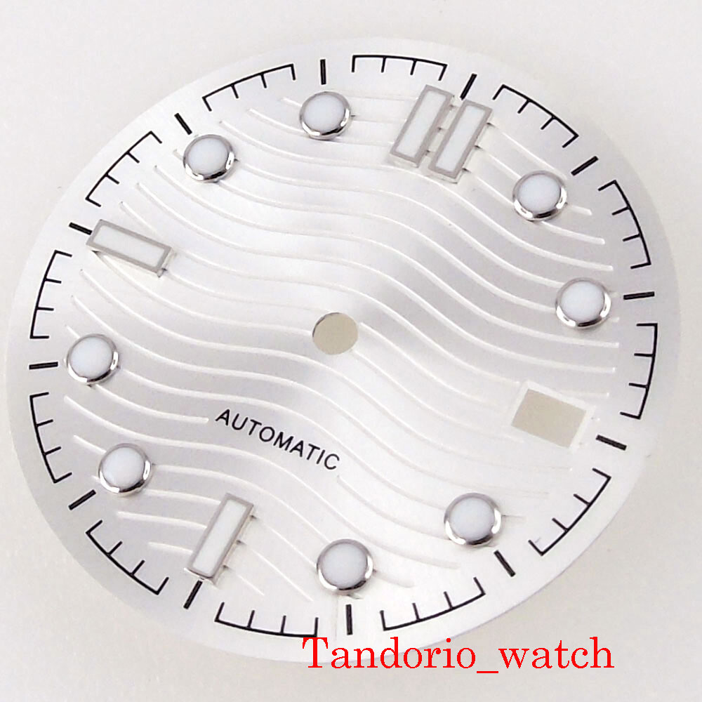 Bliger 31mm White Dial Hands Set Parts For 24 Jewels NH35 Movement Top Quality