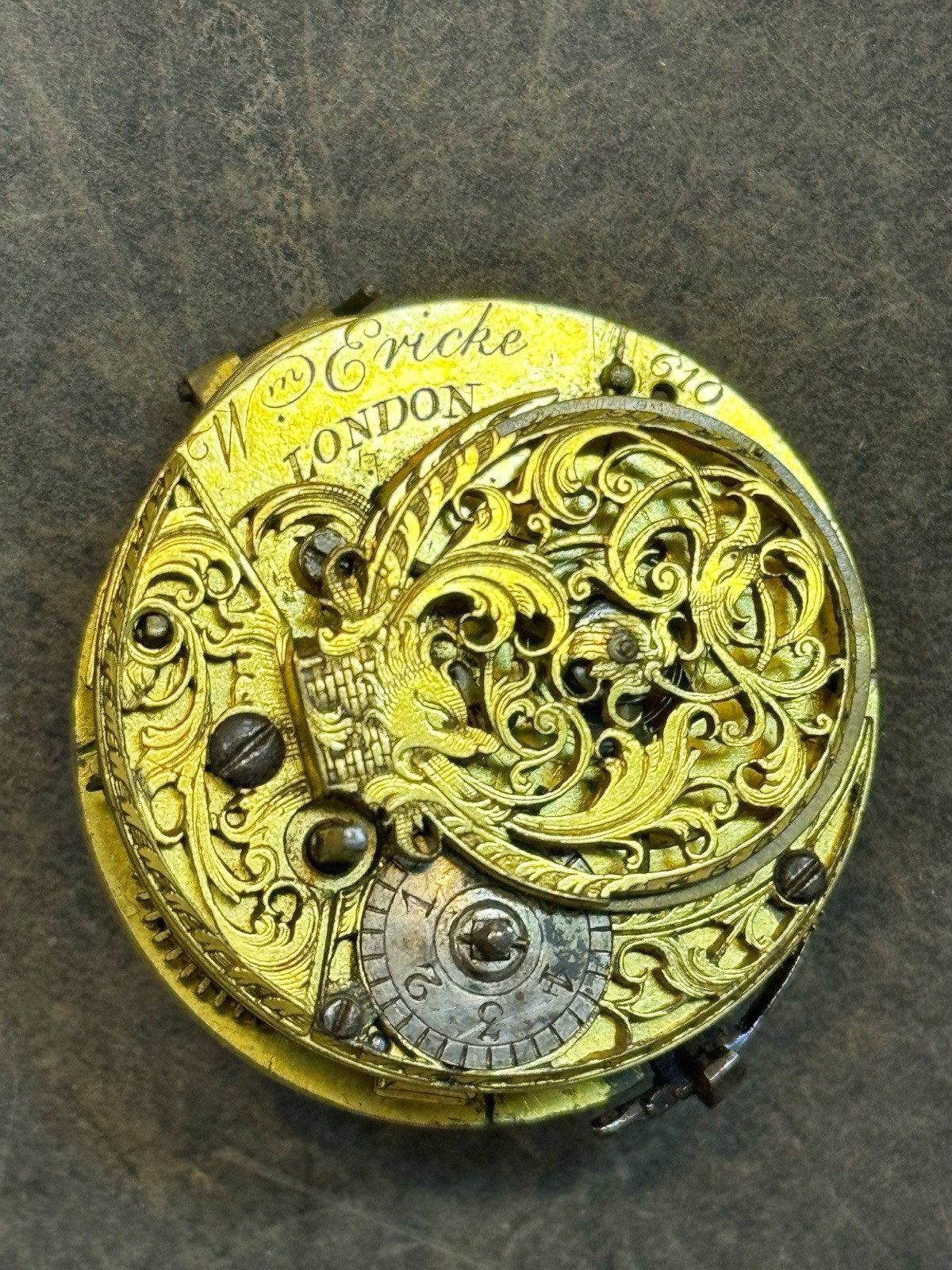 Antique Wm Ericke London Verge Fusee Pocket Watch Movement Repair