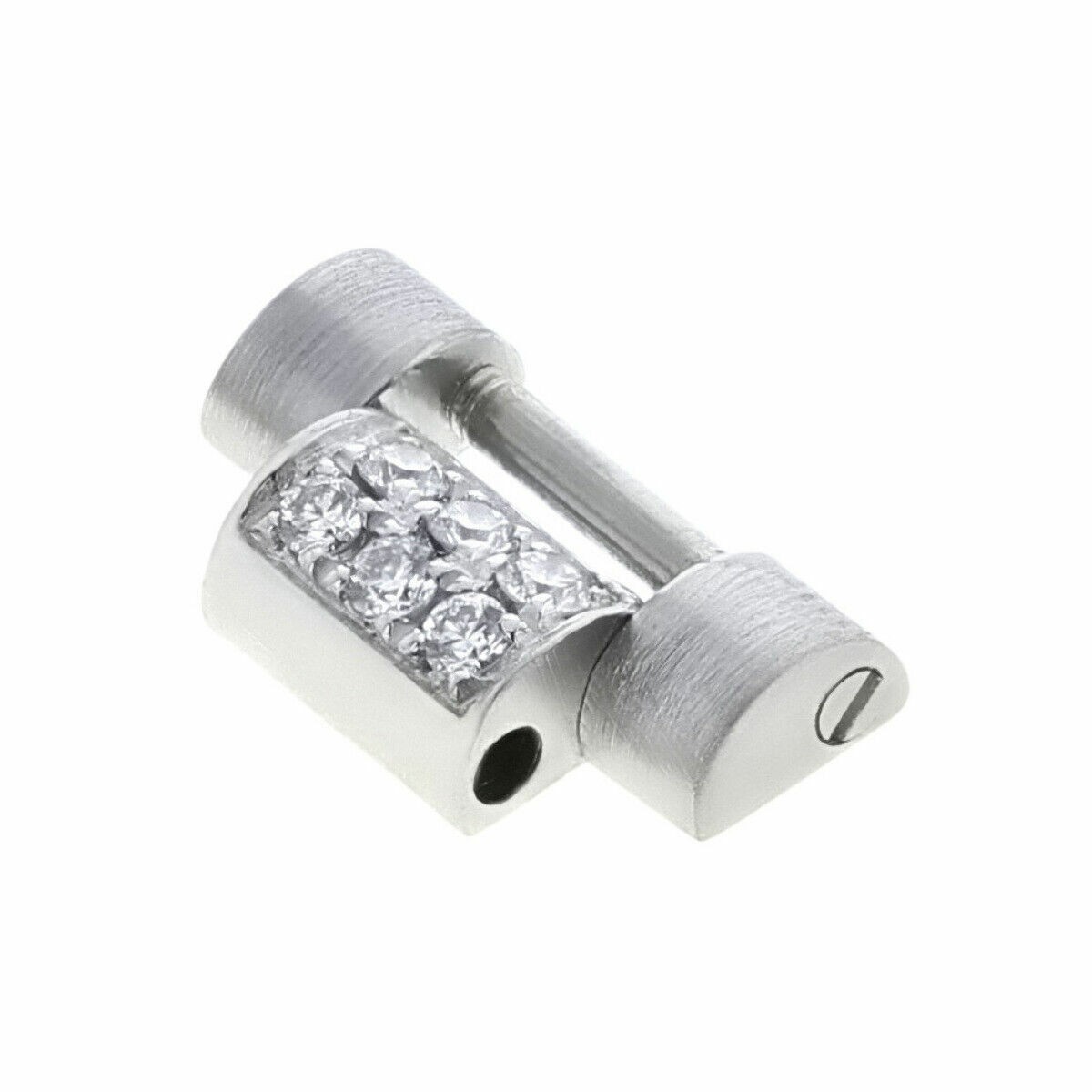 10MM LADIES 18K WHITE GOLD WATCH BAND LINK FOR ROLEX WITH 6 NATURAL DIAMONDS