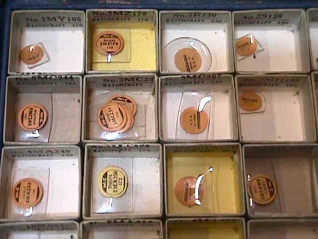 2 WATCH-CRAFT 1948 Boxes CRYSTALS Nos. 1 & 2 C.&E. MARSHALL CO. (boxes 6×2)