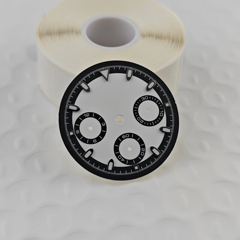 29.5mm Black White Watch Dial Green Luminous for Vk63 Movement Watch Parts
