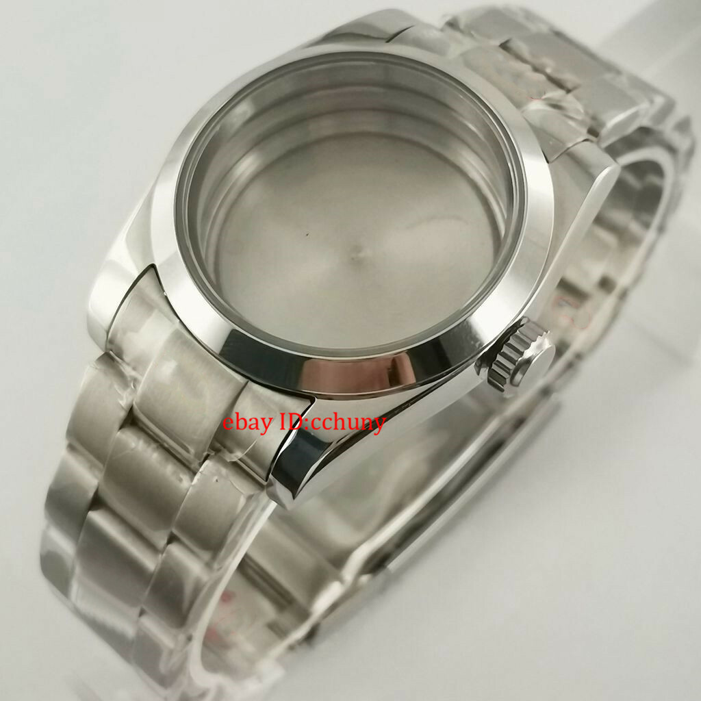 36mm Sapphire glass Steel Watch Case Bracelet Solid Back For NH35 NH36 Movement