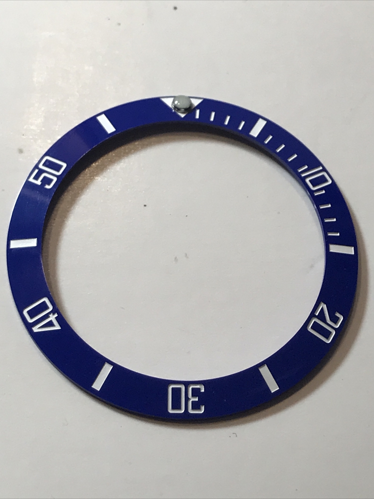 BLUE CERAMIC SLOPED BEZEL INSERT WITH PIP 38mm / 30.6mm Seiko Mods SKX007 Etc.