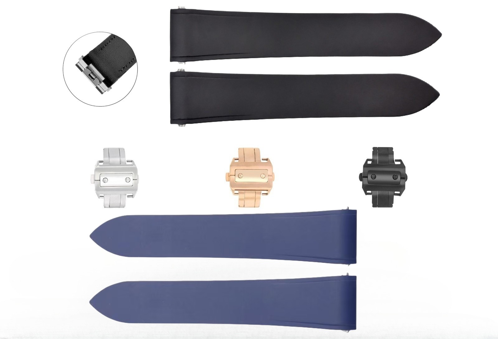 21MM RUBBER QUICK RELEASE WATCHBAND FOR CARTIER SANTOS WSSA0018/0010/0009 LARGE