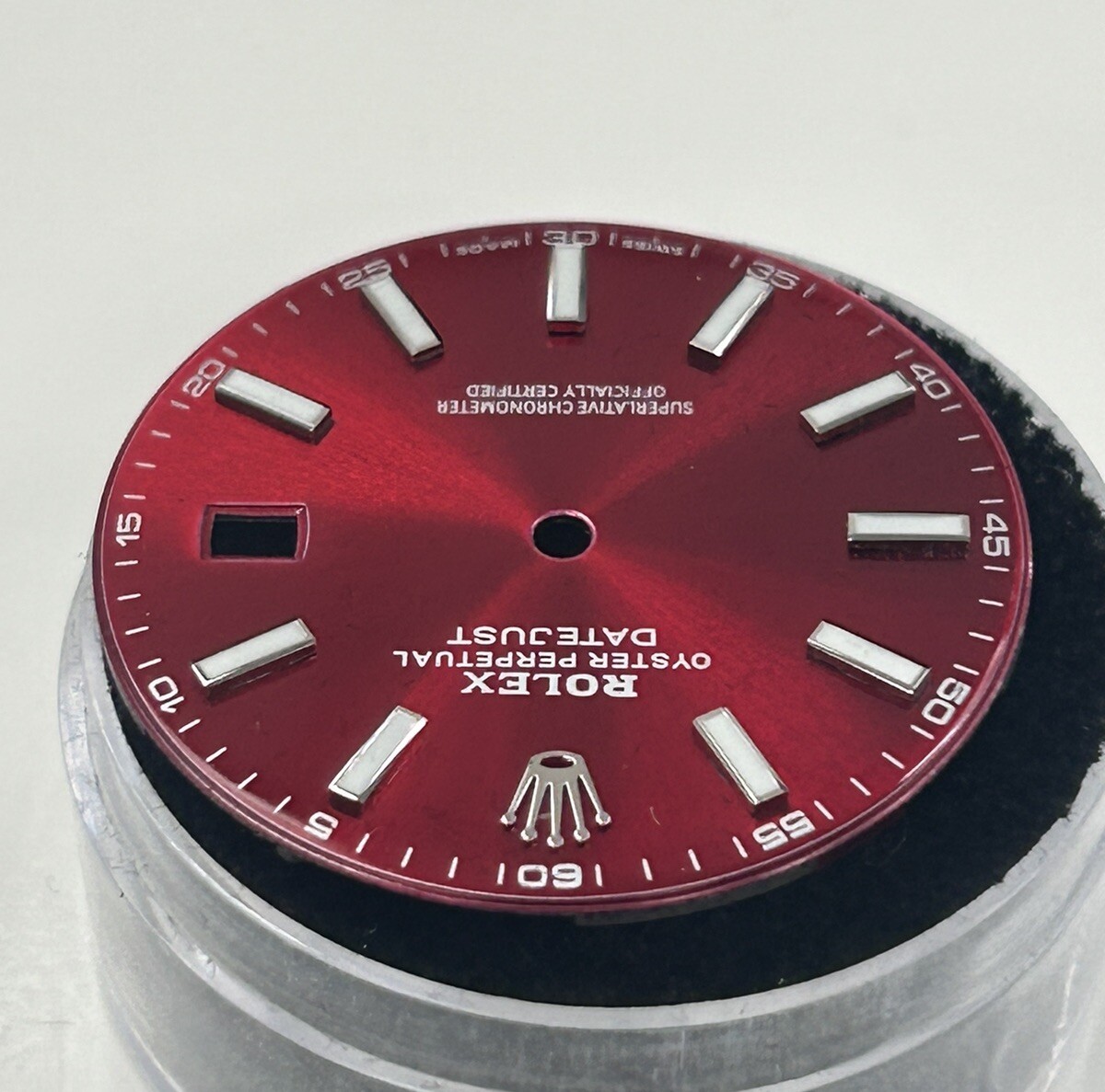 Rolex 41mm Datejust Custom Red Gloss Lume Index Dial For Model 126334 & 126300