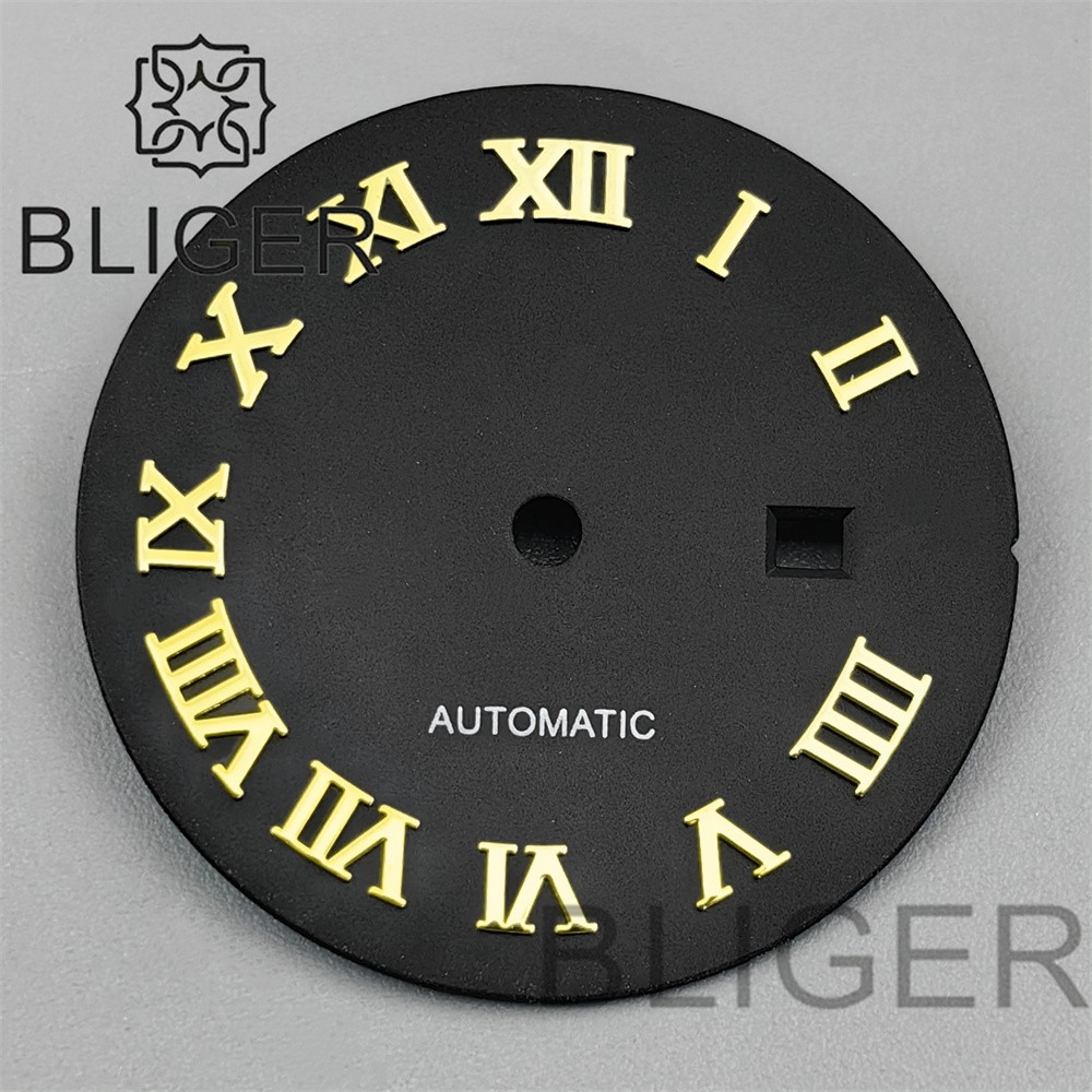 24.5mm Roman Numerals Sun Pattern Watch Dial Date Fit NH05 06 Movement