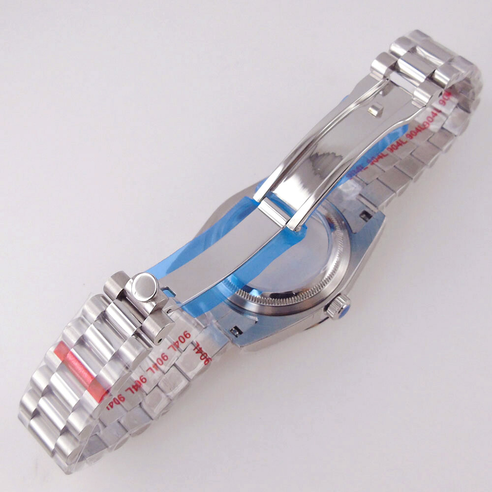39MM Sapphire Glass Watch Case Fit NH35 NH36 8215 ETA 2836 2824 President Strap