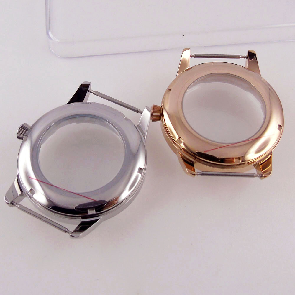 40mm Silver/Rose gold Coated Watch Case 35mm Dial Sapphire Glass Fit NH35A NH36A