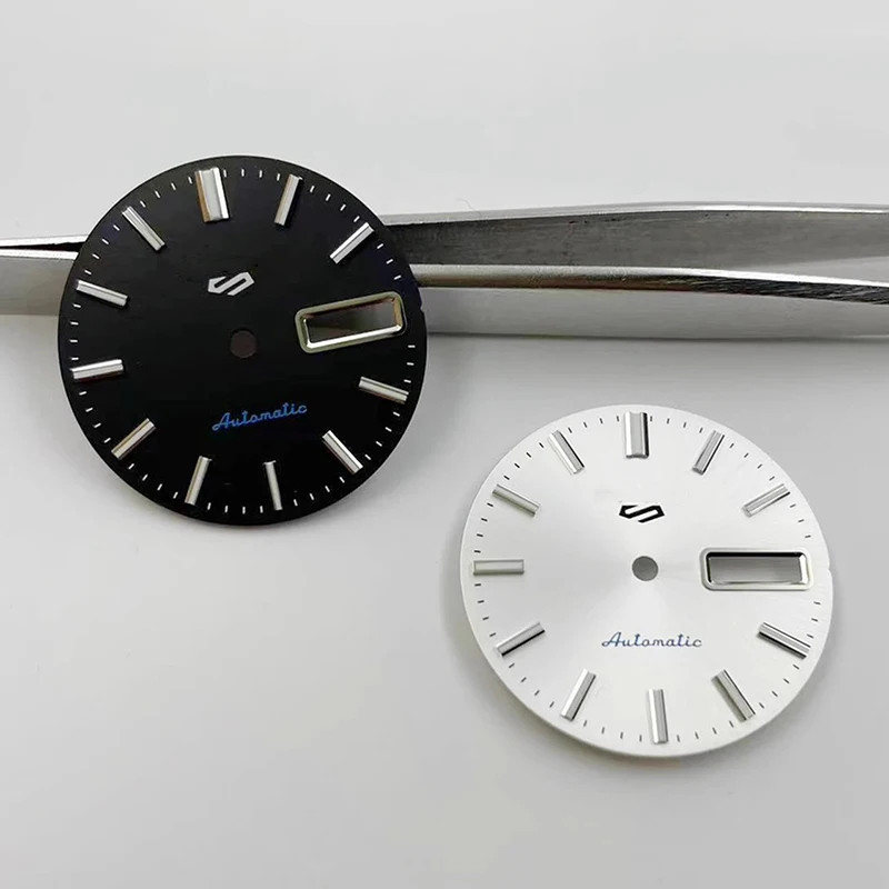 NH35 Watch Dial 28.5mm Double Calendar Luminous Sunray NH36 Movement Mod