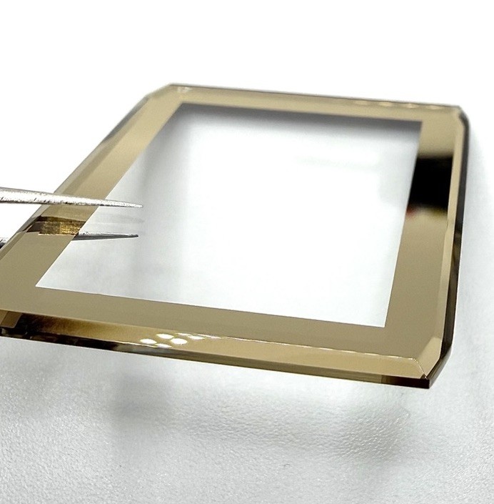 New Mineral Glass Crystal With Gold Trim Beveled Edge To Fit Bulova C9692056