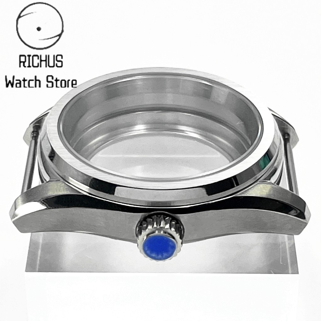 38mm Watch Case silver Sapphire Glass Fit NH35 NH36 ETA2824 Miyota8215 parts