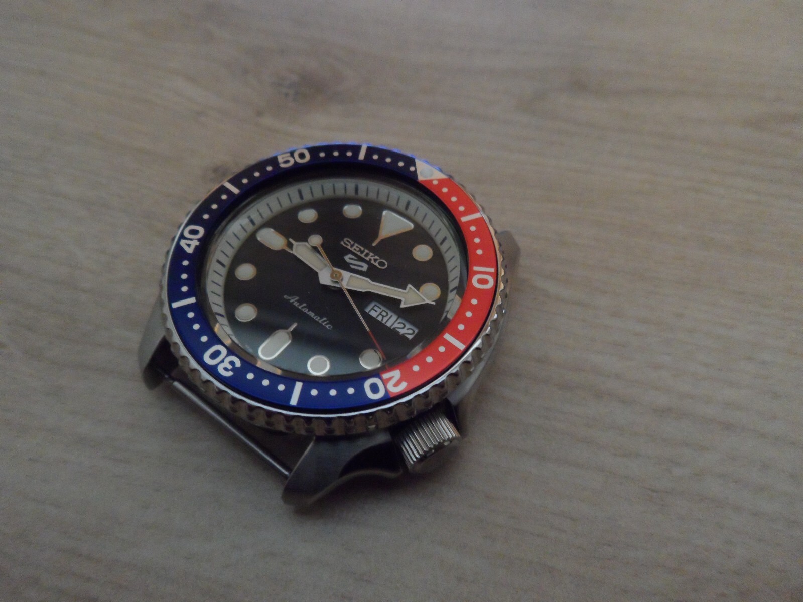 Flat Aluminum Pepsi Bezel Insert for Seiko SKX SRPD Bezel Blue Red+Adhesive Ring