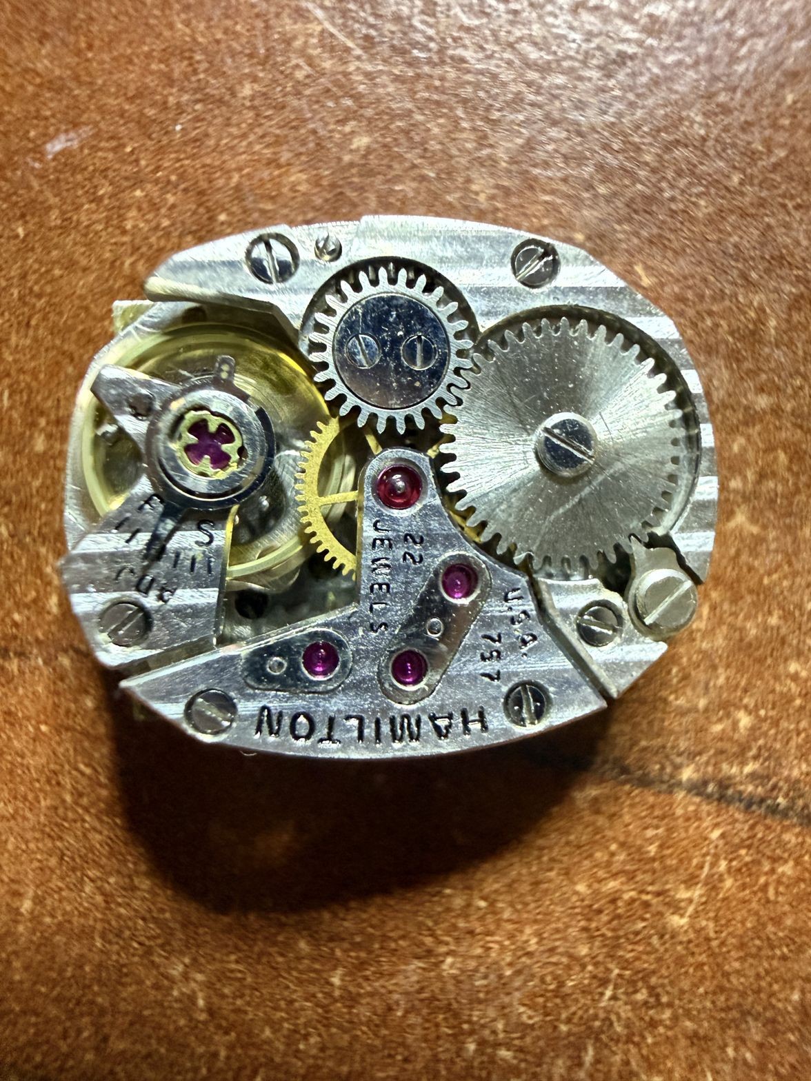 Hamilton 757 22 Jewel Movement Rectangular Dial Not Running Parts Repair