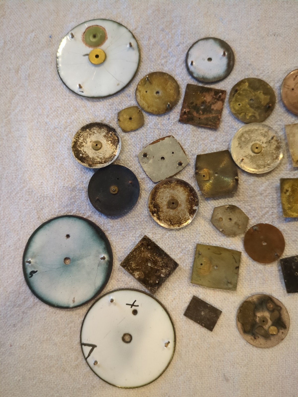Lot of 55 Watch/Pocket Watch Dials. Wakmann, Bulova Accurton, Waltham, Sportsman