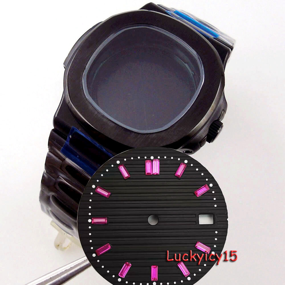 BLIGER 40mm Square Watch Case 29.8MM Green Blue Dial Color Marks Fit NH35A Watch