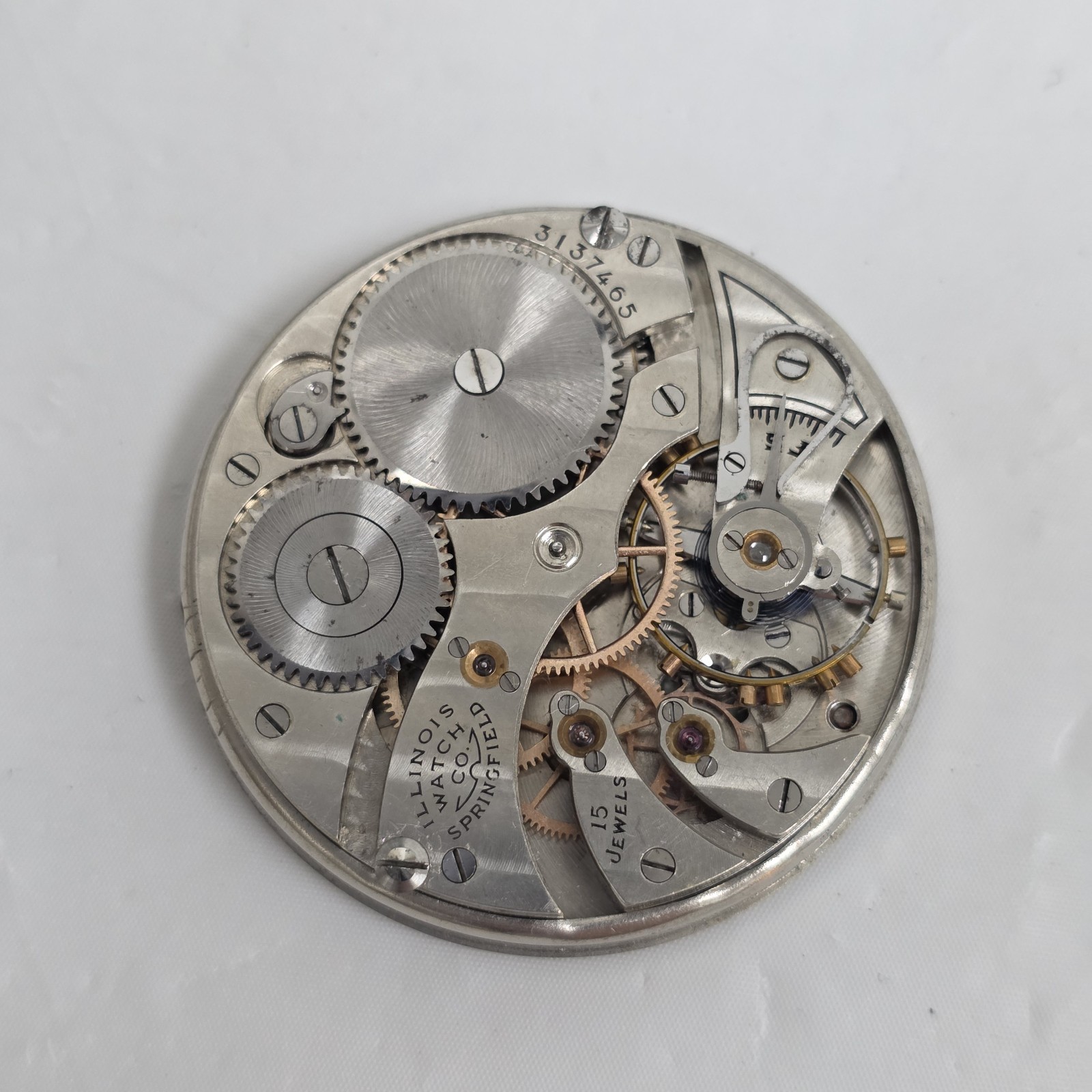 1917 Illinois 12s 15j Grade 403 Model 3 Pocket Watch Movement Good Balance