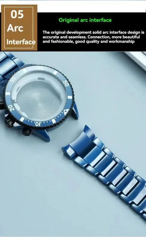 Ceramic Shell Watch Band for Armani AR70009 AR70011 Three Eye Black Blue Premium