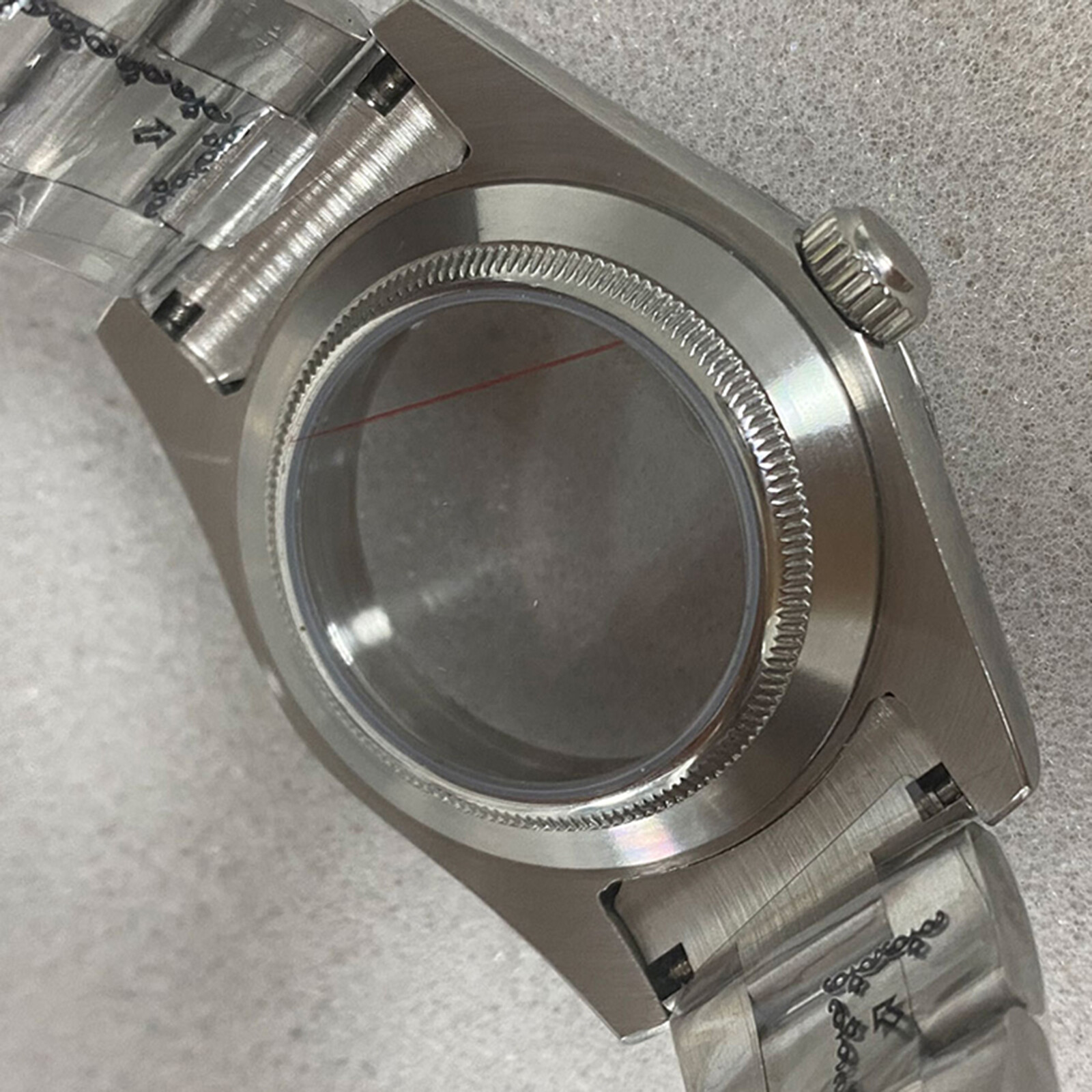 39MM Oyster AK Sapphire Glass Steel Watch Case + Strap for NH35/36 Movement Part