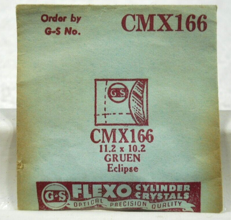 GS CMX166 Watch Crystal Fit Gruen 210/645 Eclipse – 11.2 x 10.2 mm Replacement