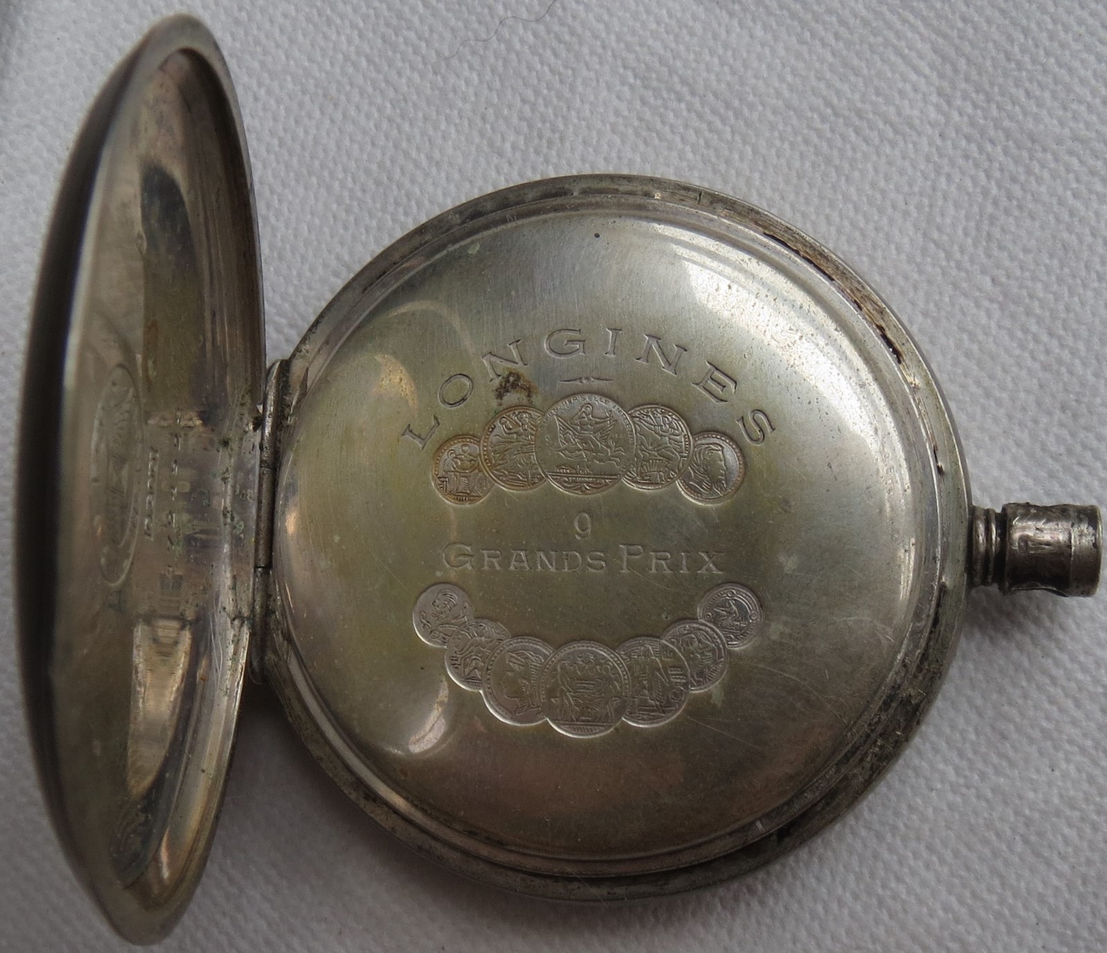 Longines Pocket Watch Open Face Silver Case 48 mm. in diameter