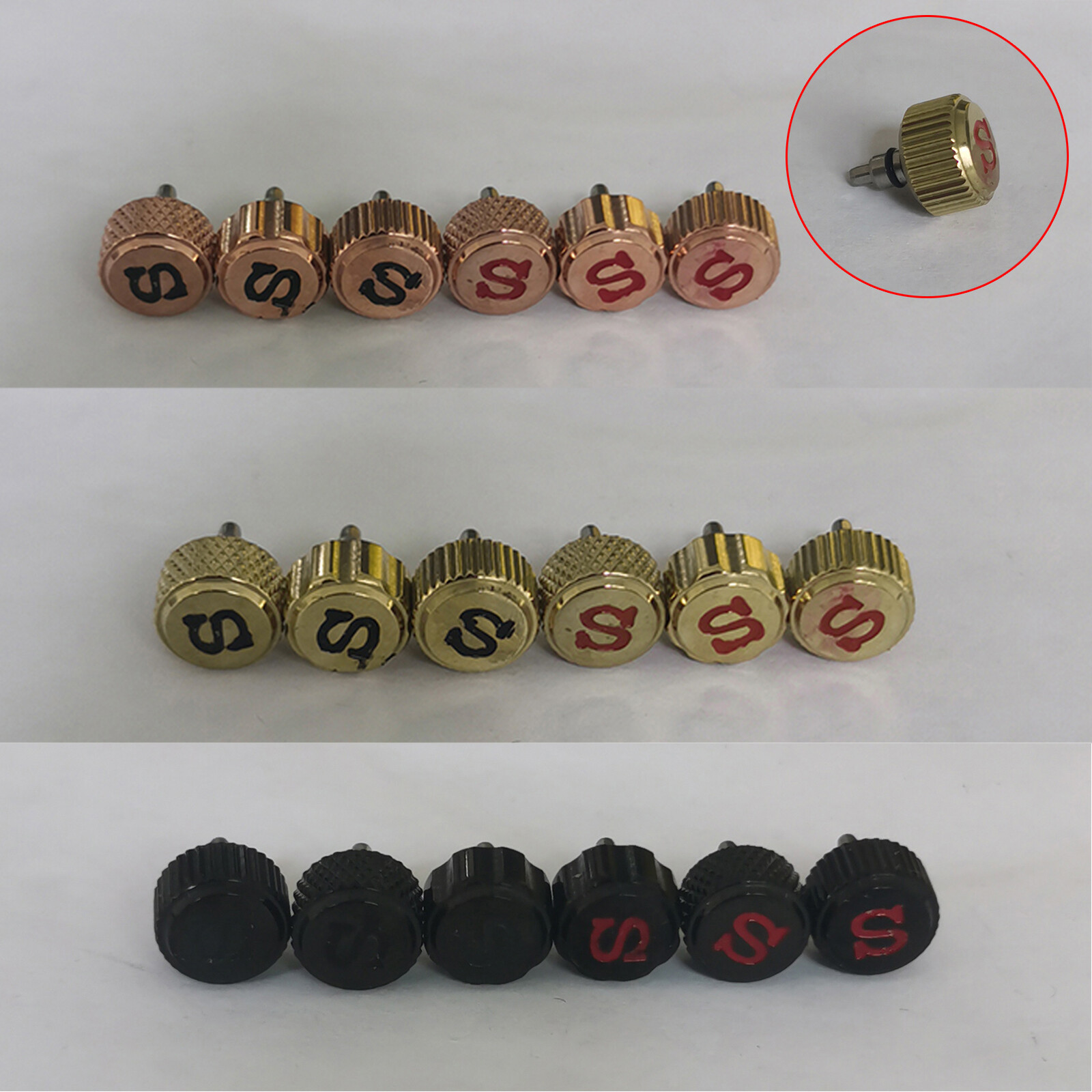 Stainless Steel PVD Watch Crown with Stem For SKX007 SKX009 NH35 NH35A 4R36 6R15