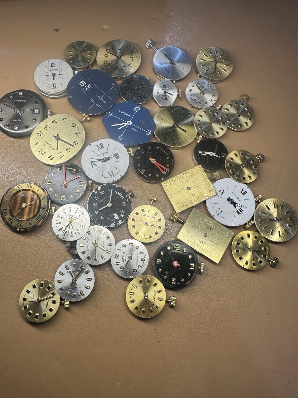 Huge Custom Time Watchmaker Lot 40+ Swiss Movements Parts Repair Vintage