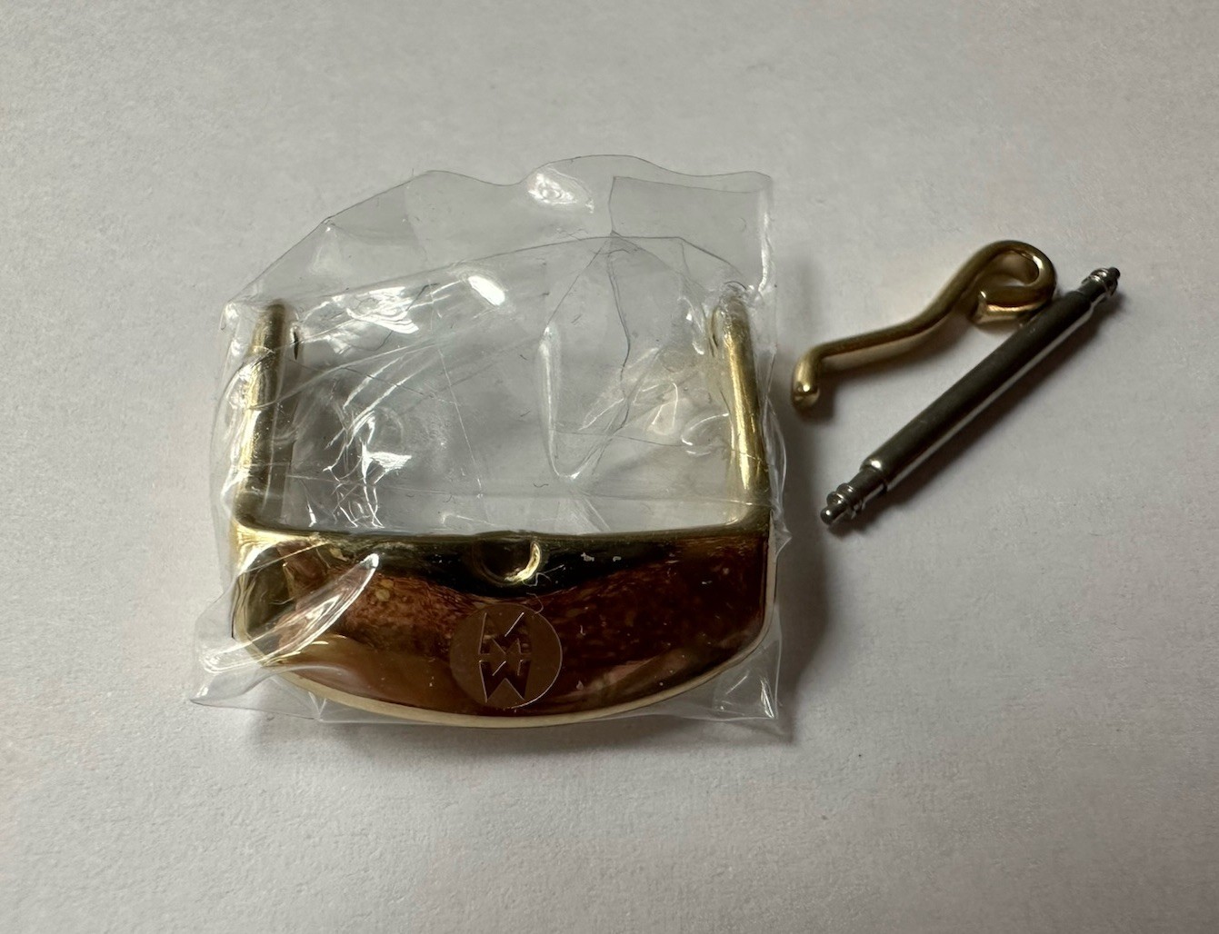 New Michele Stainless Steel Goldtone Buckle Clasp and Pin Set