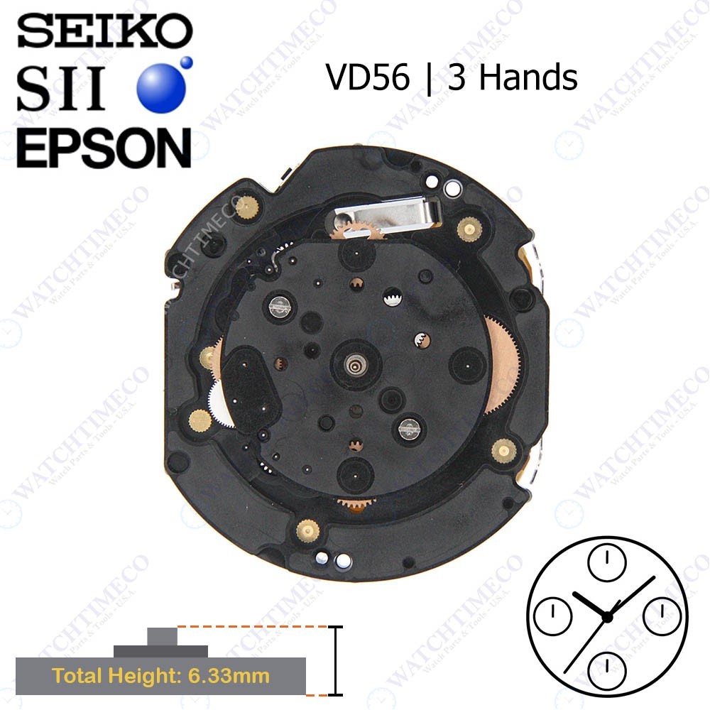 Genuine Seiko SII Epson VD56 Watch Movement Japan 3 Hands