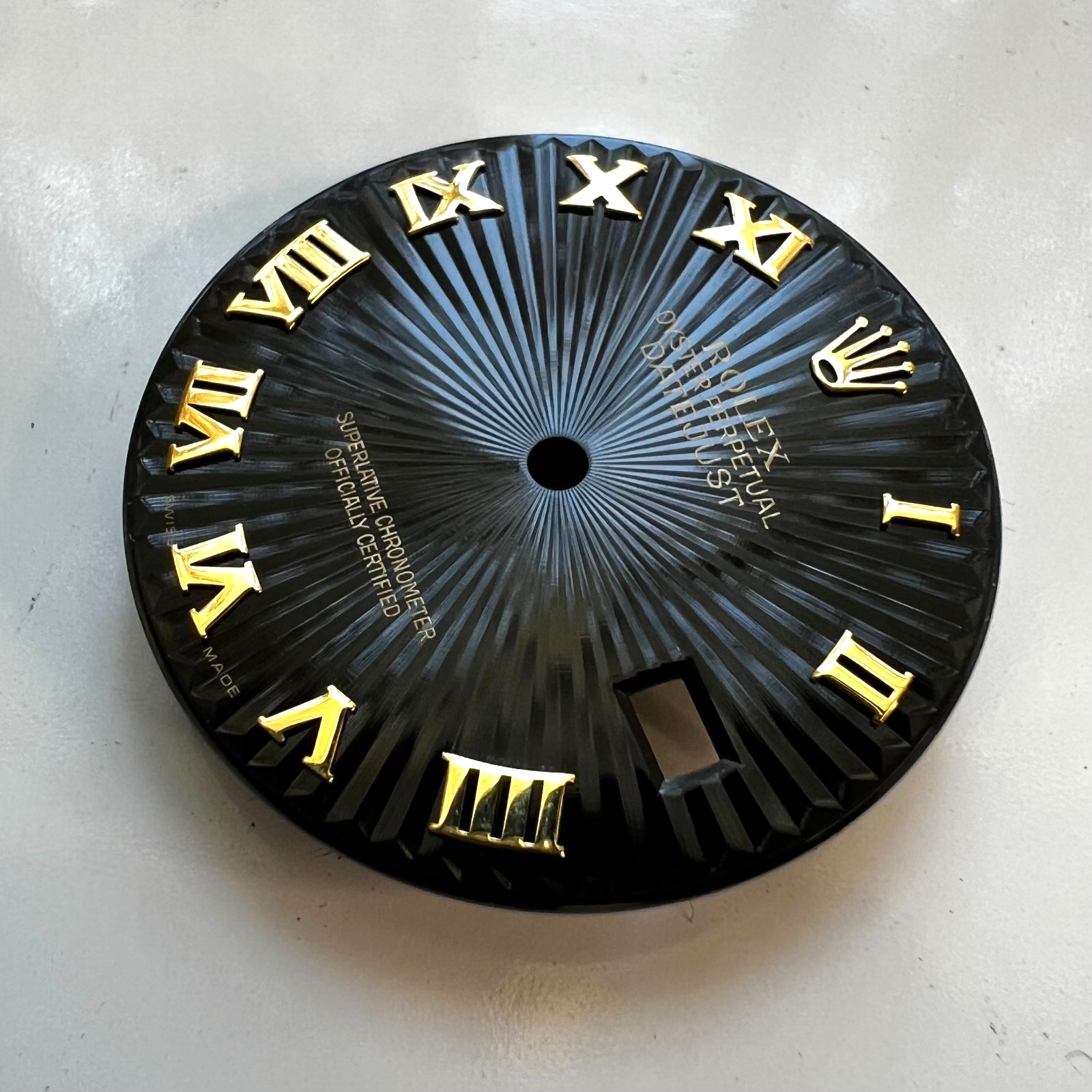 Genuine Rolex Datejust 36 Black Sunray Dial with Yellow Gold Roman Numbers