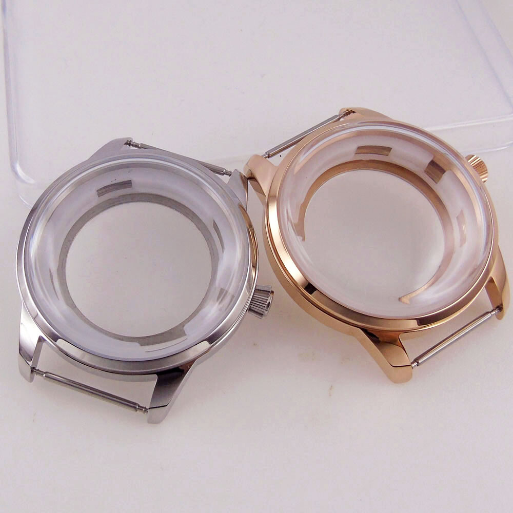 40mm Silver/Rose gold Coated Watch Case 35mm Dial Sapphire Glass Fit NH35A NH36A