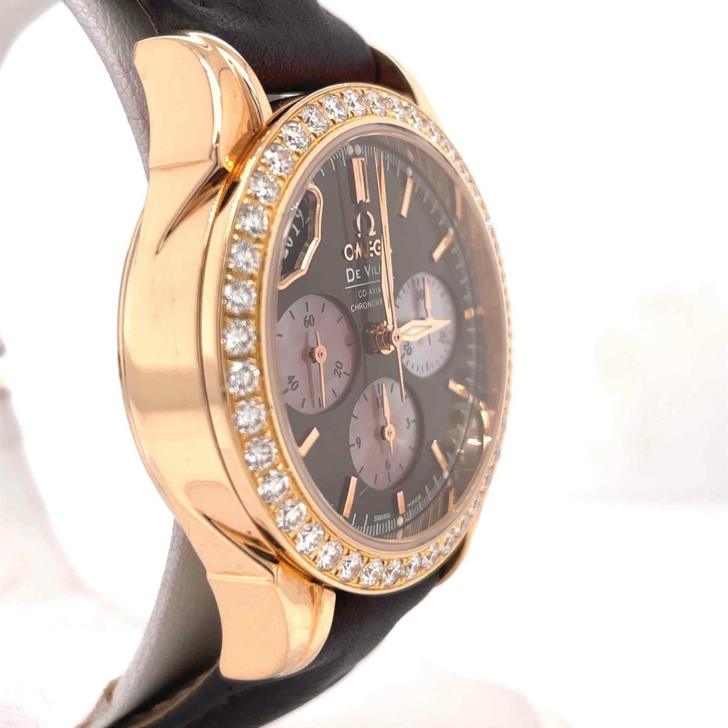 Omega DeVille Co-Axial Automatic 35 mm Rose Gold Diamond Bezel Ladies 4677.60.37