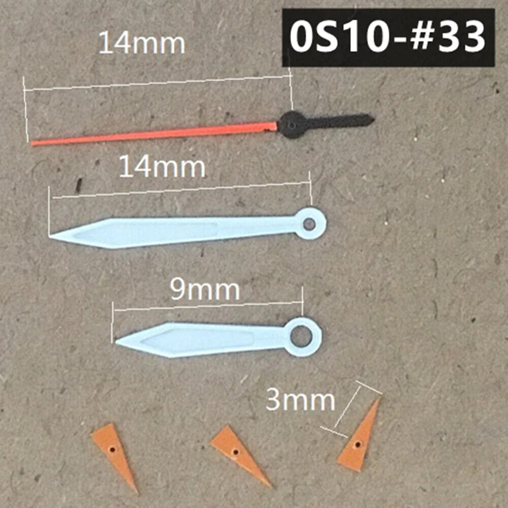 2 Sets Orange Silver Trim Green Luminous Watch Hands for Movement Miyota 0S10