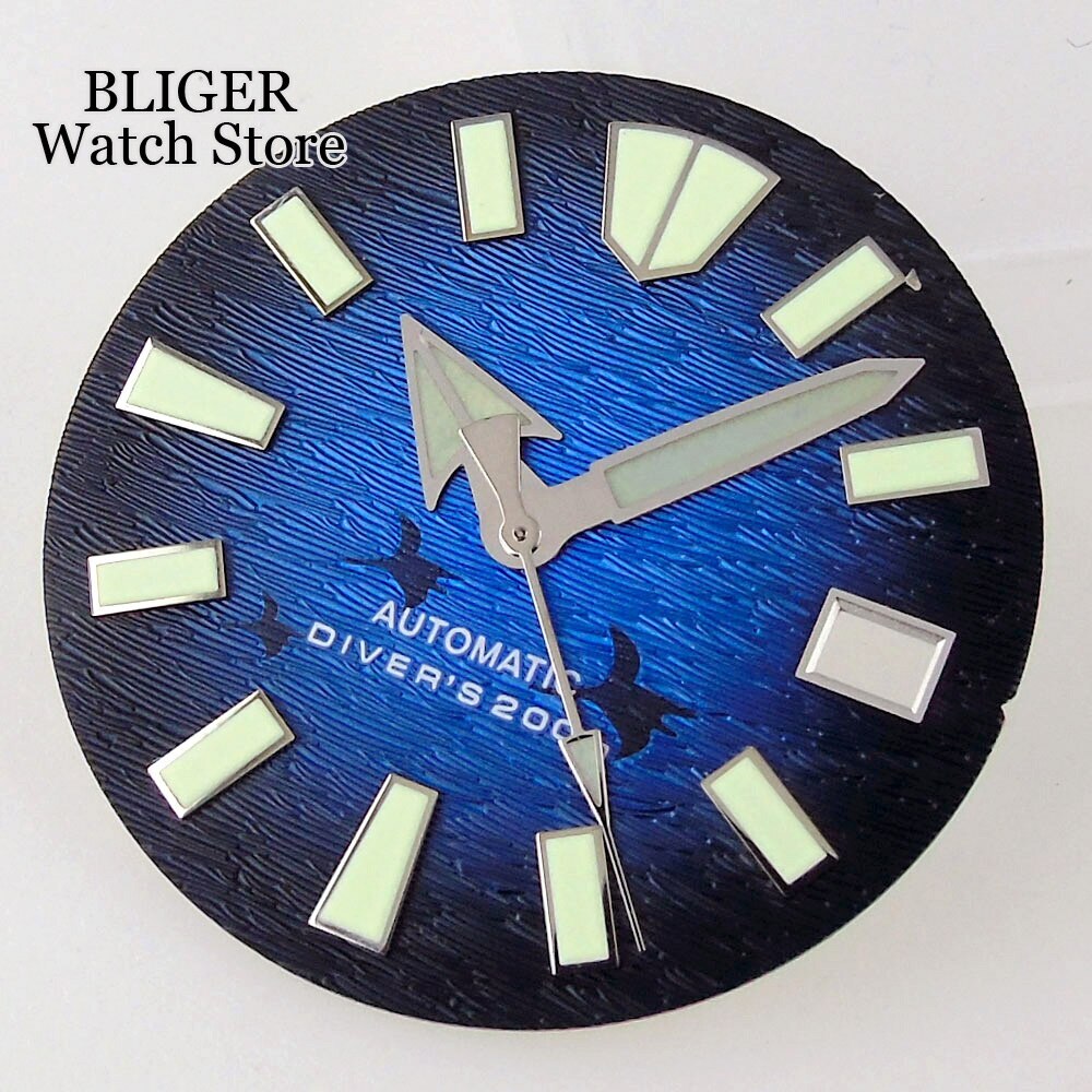 29MM Green White Blue Watch Dial Luminous Date Window Fit NH35 NH36 NH36A Parts