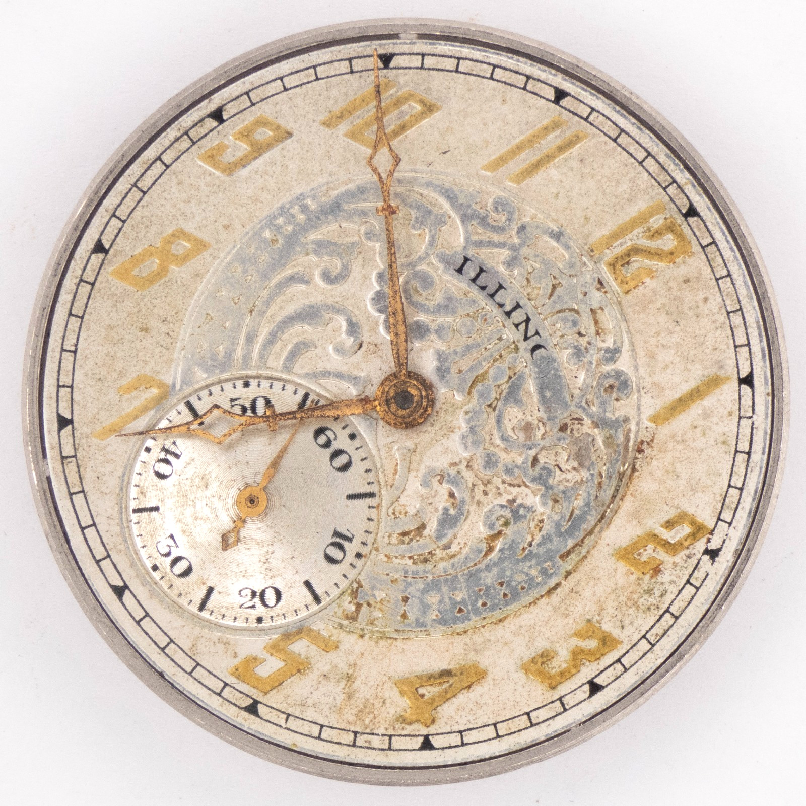 Illinois Grade 415 12-Size 17-Jewel Antique Pocket Watch Movement, Keeps Time